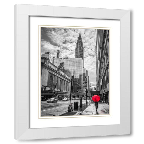 New York city scape with Chrysler Building,FTBR 1854 White Modern Wood Framed Art Print with Double Matting by Frank, Assaf