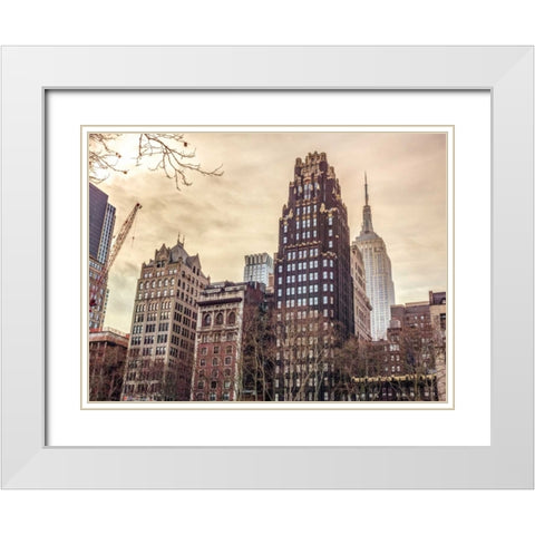 New York cityscape White Modern Wood Framed Art Print with Double Matting by Frank, Assaf
