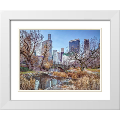 Central park with Manhattan skyline-New York White Modern Wood Framed Art Print with Double Matting by Frank, Assaf