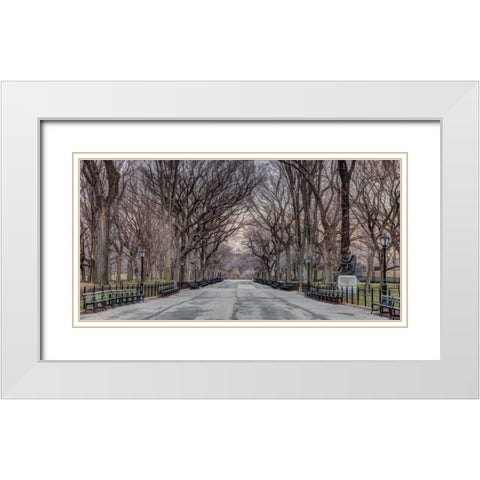 Pathway through Central park, New York White Modern Wood Framed Art Print with Double Matting by Frank, Assaf