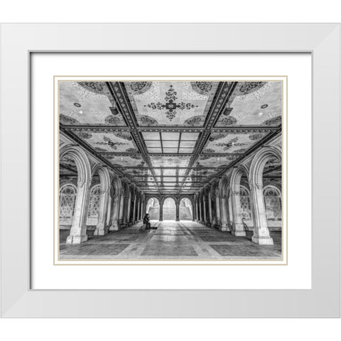 Bethesda Terrace in Central park, New York White Modern Wood Framed Art Print with Double Matting by Frank, Assaf
