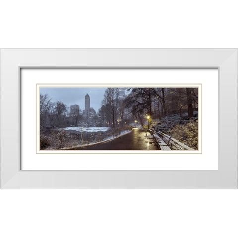 Central park with Manhattan skyline, New York White Modern Wood Framed Art Print with Double Matting by Frank, Assaf