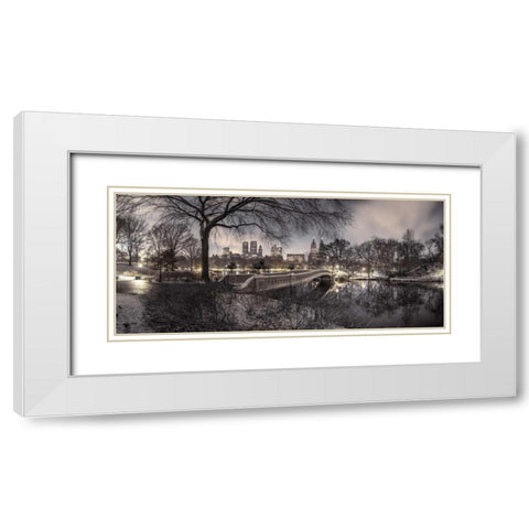 Central park with Manhattan skyline, New York White Modern Wood Framed Art Print with Double Matting by Frank, Assaf