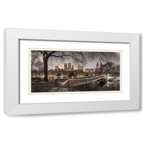 Central park with Manhattan skyline, New York White Modern Wood Framed Art Print with Double Matting by Frank, Assaf