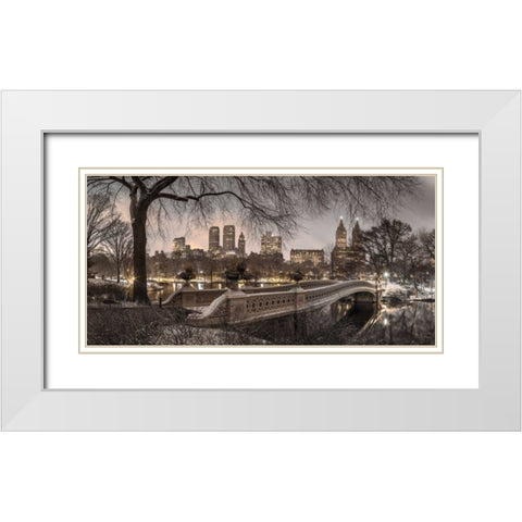 Central park with Manhattan skyline, New York White Modern Wood Framed Art Print with Double Matting by Frank, Assaf