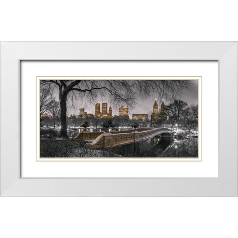 Central park with Manhattan skyline, New York White Modern Wood Framed Art Print with Double Matting by Frank, Assaf