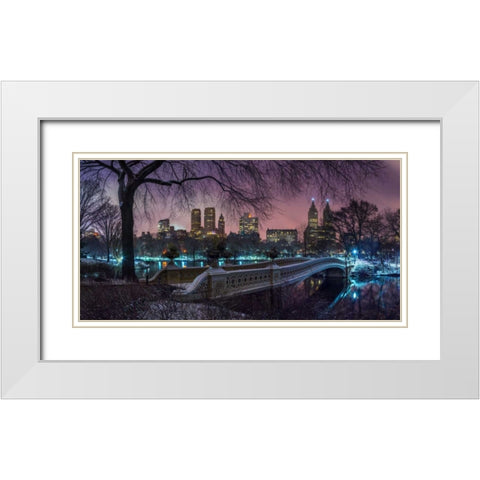 Central park with Manhattan skyline, New York White Modern Wood Framed Art Print with Double Matting by Frank, Assaf