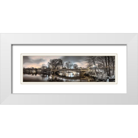 Central park with Manhattan skyline, New York White Modern Wood Framed Art Print with Double Matting by Frank, Assaf