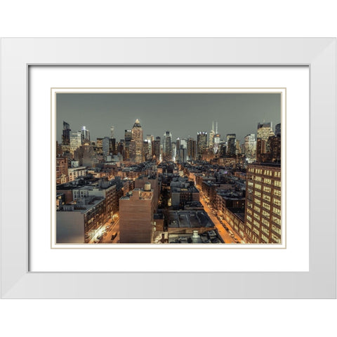 Lower Manhattan-New York White Modern Wood Framed Art Print with Double Matting by Frank, Assaf