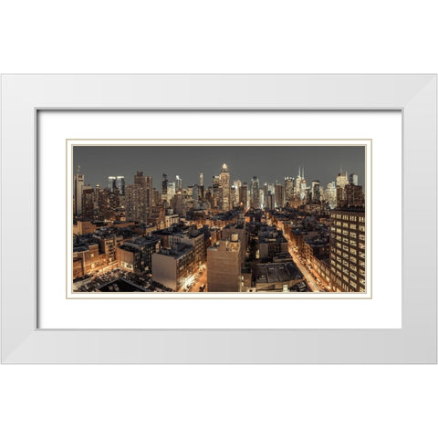 Lower Manhattan-New York White Modern Wood Framed Art Print with Double Matting by Frank, Assaf