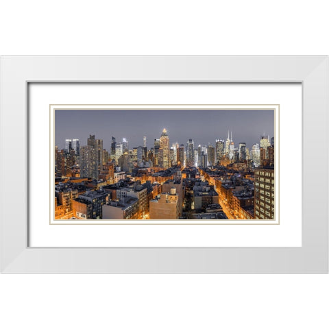 Lower Manhattan-New York White Modern Wood Framed Art Print with Double Matting by Frank, Assaf