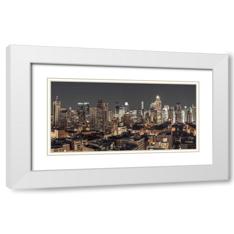 Lower Manhattan cityscape, New York White Modern Wood Framed Art Print with Double Matting by Frank, Assaf