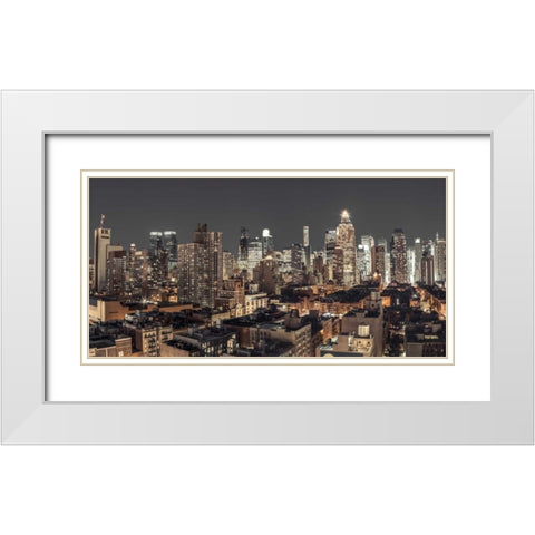 Lower Manhattan cityscape, New York White Modern Wood Framed Art Print with Double Matting by Frank, Assaf