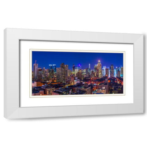 Lower Manhattan cityscape, New York White Modern Wood Framed Art Print with Double Matting by Frank, Assaf
