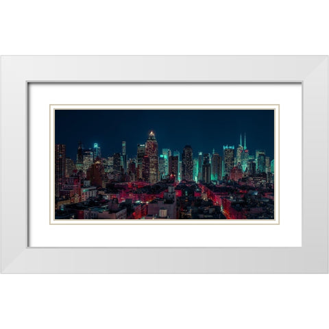 Lower Manhattan-New York White Modern Wood Framed Art Print with Double Matting by Frank, Assaf