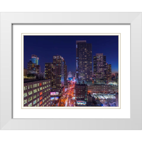 Lower Manhattan cityscape, New York White Modern Wood Framed Art Print with Double Matting by Frank, Assaf