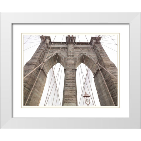 Brooklyn bridge, New York White Modern Wood Framed Art Print with Double Matting by Frank, Assaf