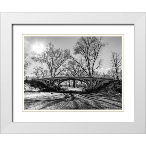 Walkway bridge in Central park, New York, FTBR-1920 White Modern Wood Framed Art Print with Double Matting by Frank, Assaf