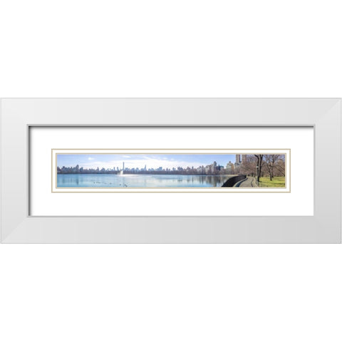 Panoramic view of Lower Manhattan skyline from Central park, New York White Modern Wood Framed Art Print with Double Matting by Frank, Assaf