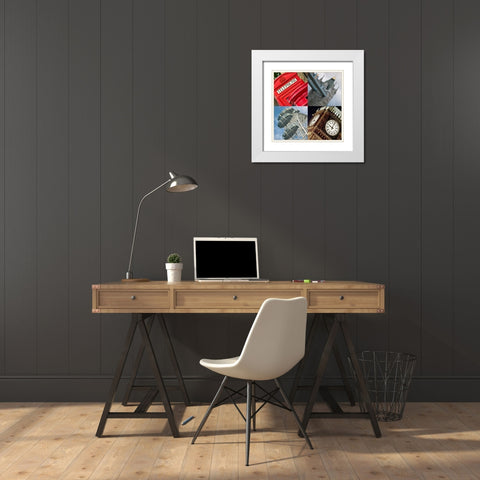 Collage of famous places in London city, UK White Modern Wood Framed Art Print with Double Matting by Frank, Assaf