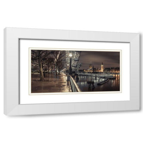 London cityscape in evening White Modern Wood Framed Art Print with Double Matting by Frank, Assaf