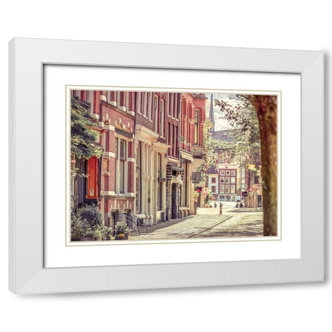 City street-Amsterdam White Modern Wood Framed Art Print with Double Matting by Frank, Assaf