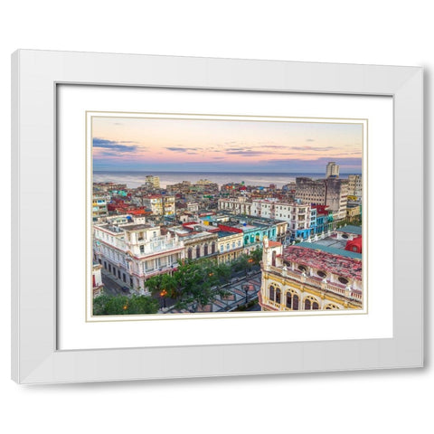 Havana from above White Modern Wood Framed Art Print with Double Matting by Frank, Assaf