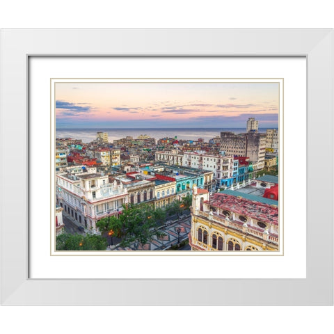Havana from above White Modern Wood Framed Art Print with Double Matting by Frank, Assaf