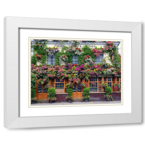 The Churchill Arms pub-London White Modern Wood Framed Art Print with Double Matting by Frank, Assaf