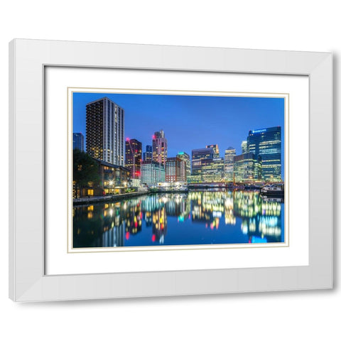 City of-reflection White Modern Wood Framed Art Print with Double Matting by Frank, Assaf