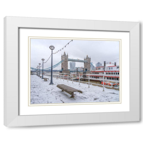 London in winter White Modern Wood Framed Art Print with Double Matting by Frank, Assaf