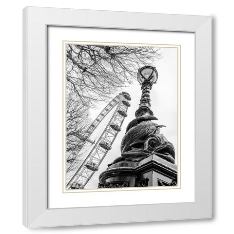 London eye and Street lamp White Modern Wood Framed Art Print with Double Matting by Frank, Assaf