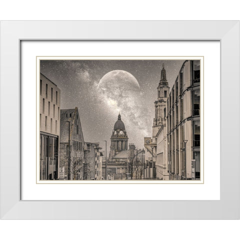 Leeds starry night White Modern Wood Framed Art Print with Double Matting by Frank, Assaf