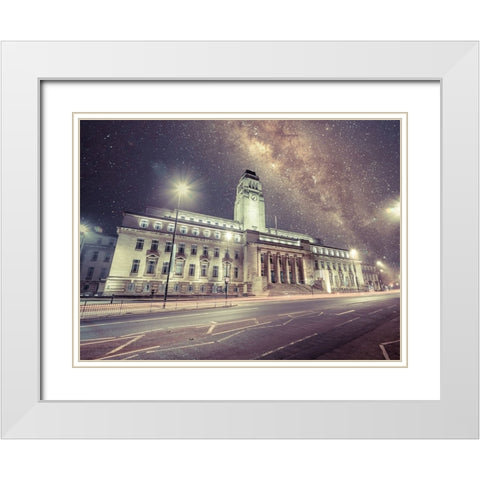 Leeds starry night White Modern Wood Framed Art Print with Double Matting by Frank, Assaf