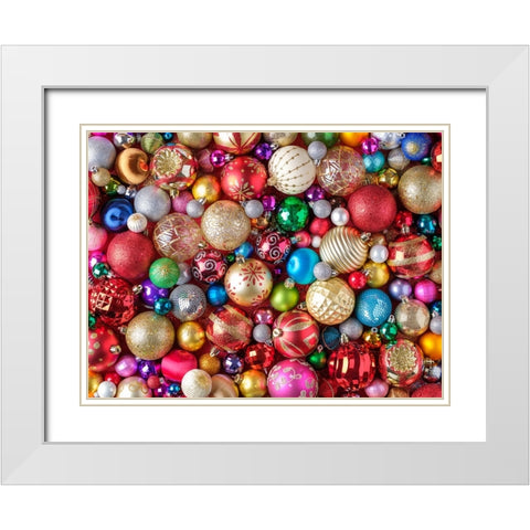 Christmas Baubles White Modern Wood Framed Art Print with Double Matting by Frank, Assaf