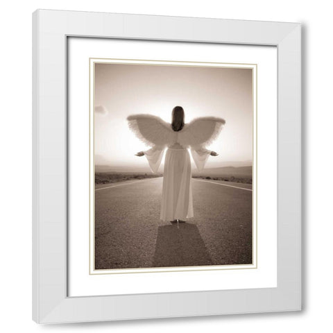 FTBR 1698 Road Angel White Modern Wood Framed Art Print with Double Matting by Frank, Assaf