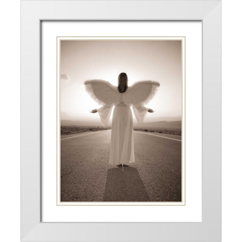 FTBR 1698 Road Angel White Modern Wood Framed Art Print with Double Matting by Frank, Assaf