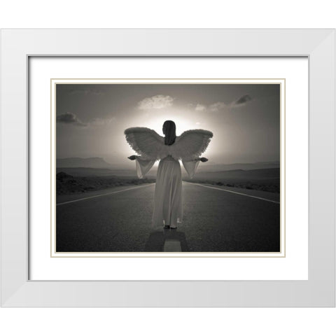 FTBR 1699 Road Angel White Modern Wood Framed Art Print with Double Matting by Frank, Assaf