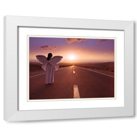 FTBR 1702 Road Angel White Modern Wood Framed Art Print with Double Matting by Frank, Assaf