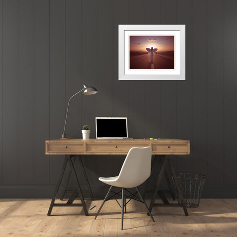 FTBR 1703 Road Angel White Modern Wood Framed Art Print with Double Matting by Frank, Assaf