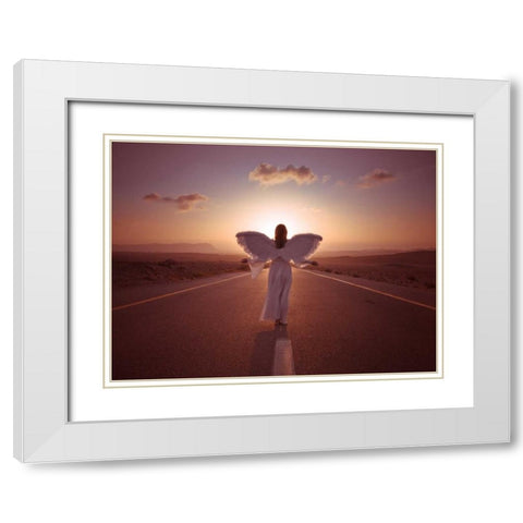 FTBR 1703 Road Angel White Modern Wood Framed Art Print with Double Matting by Frank, Assaf