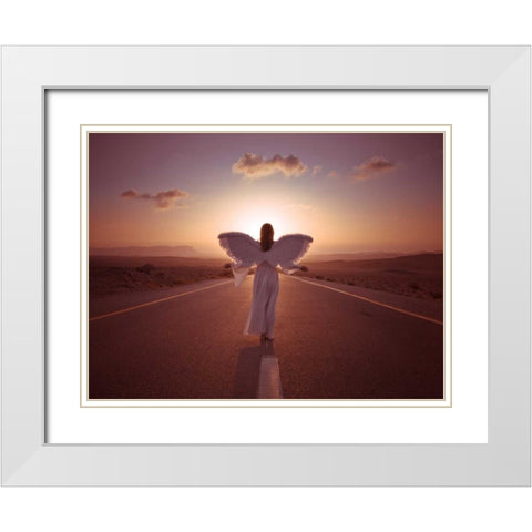 FTBR 1703 Road Angel White Modern Wood Framed Art Print with Double Matting by Frank, Assaf