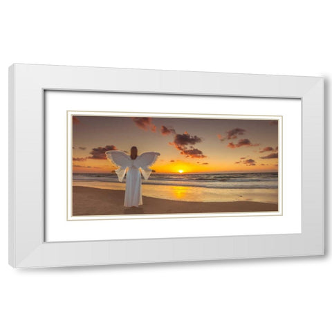 AF20150830 Beach 007-PanoP2C04 White Modern Wood Framed Art Print with Double Matting by Frank, Assaf