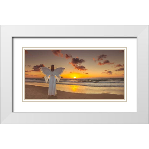 AF20150830 Beach 007-PanoP2C04 White Modern Wood Framed Art Print with Double Matting by Frank, Assaf