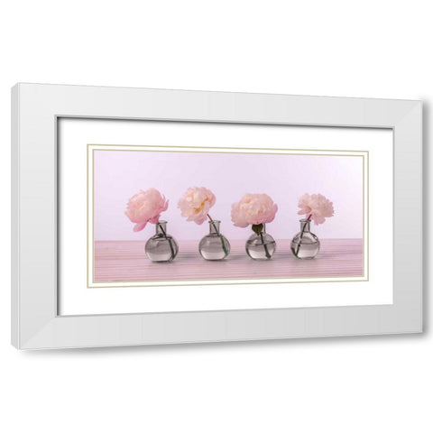 Peonies in glass bottles White Modern Wood Framed Art Print with Double Matting by Frank, Assaf