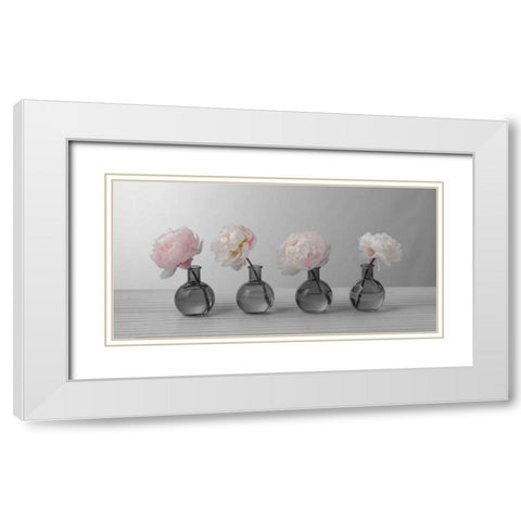 Peonies in glass bottles White Modern Wood Framed Art Print with Double Matting by Frank, Assaf