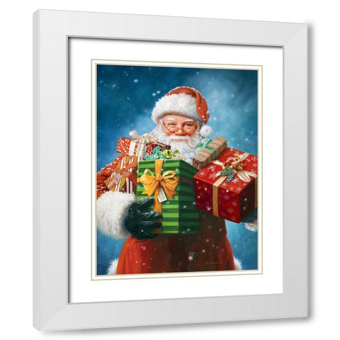 Santas Visit White Modern Wood Framed Art Print with Double Matting by Missman, Mark