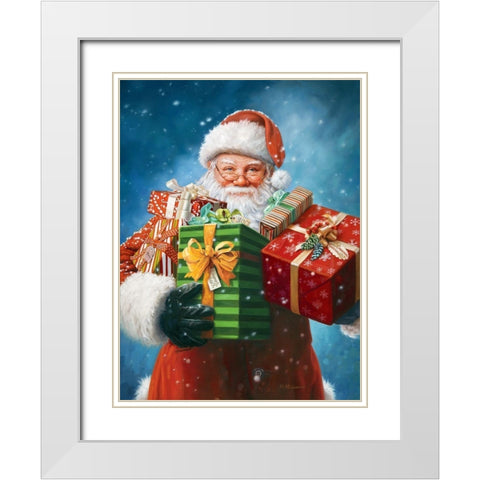 Santas Visit White Modern Wood Framed Art Print with Double Matting by Missman, Mark