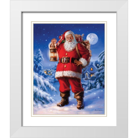 Christmas Eve Visit White Modern Wood Framed Art Print with Double Matting by Missman, Mark