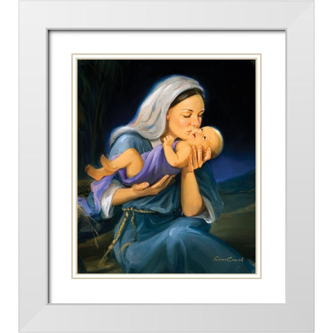 Marys Kiss White Modern Wood Framed Art Print with Double Matting by Comish, Susan
